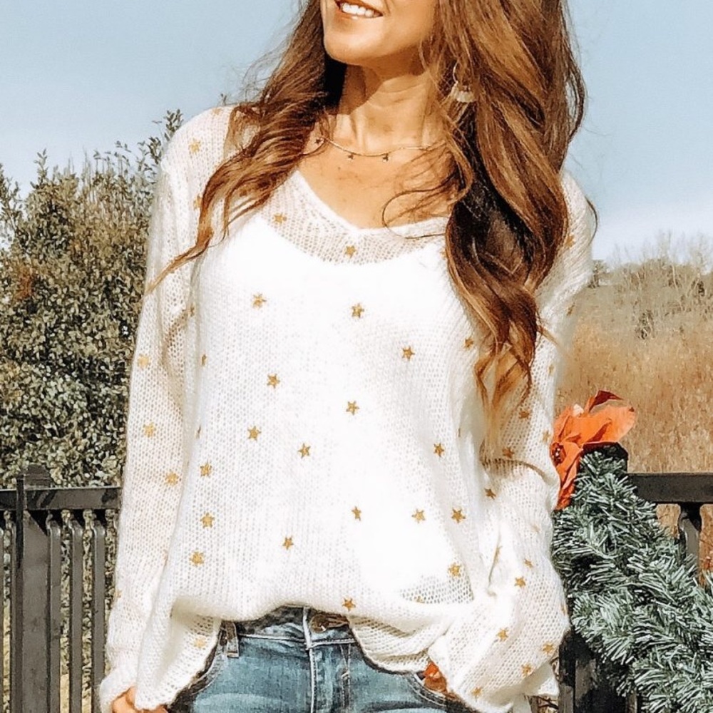 Wooden Ships Mini Gold Star Knit Sweater